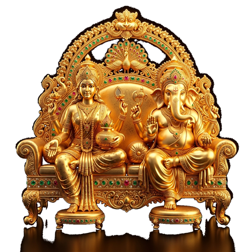 3D Royal Laxmi Ganesh on Throne