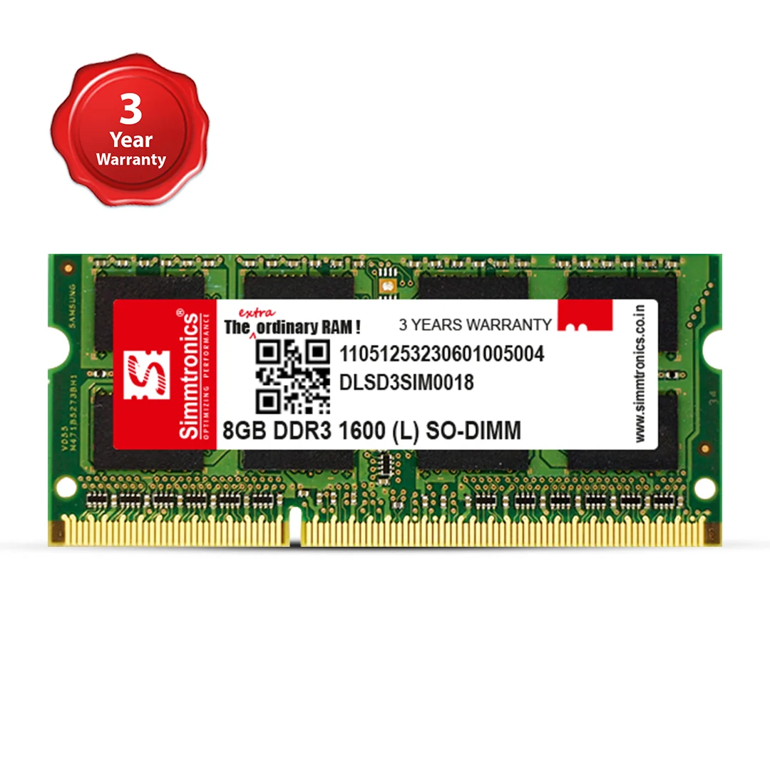 Simmtronics 8GB DDR3 LAPTOP RAM 1600MHz(L)